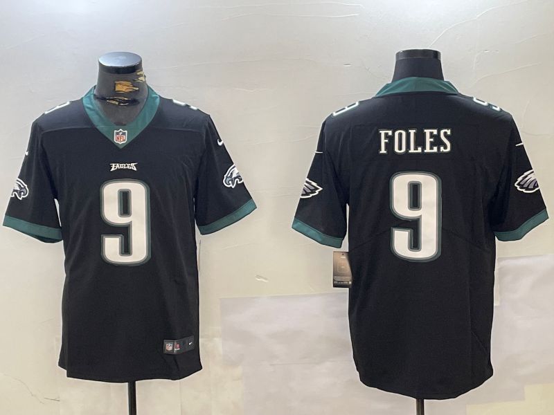 Men Philadelphia Eagles 9 Foles Black 2024 Nike Vapor Limited NFL Jersey style 2